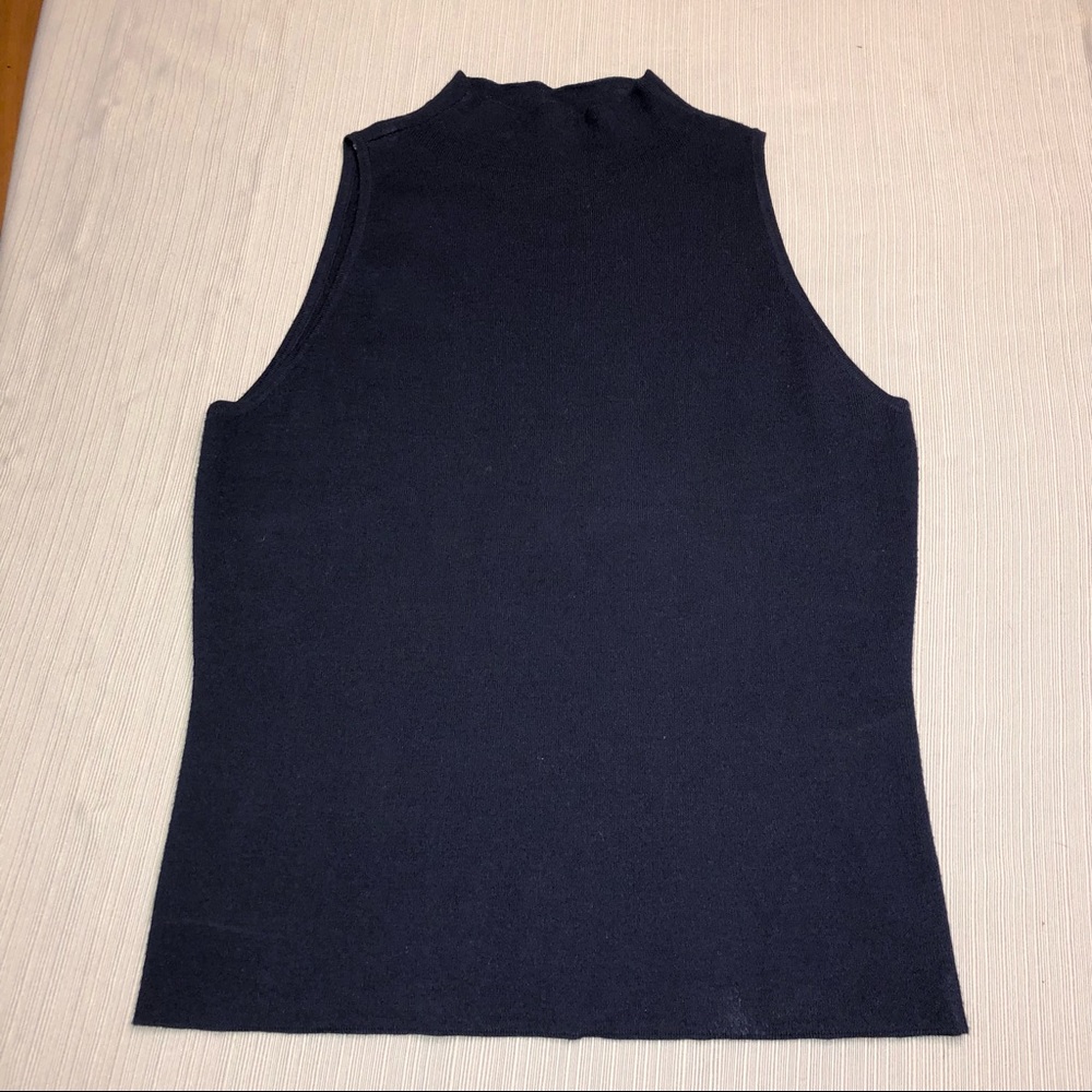 Milly Black Sleeveless Mock Neck Top